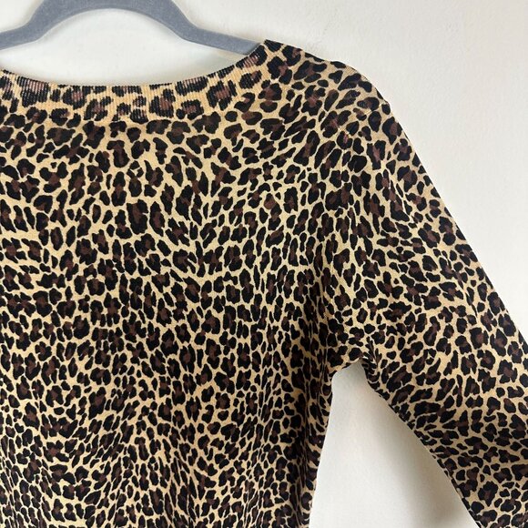 J.Crew 100% Merino Wool Leopard Print Pullover Sweater M Boho Soft Casual Cozy - Picture 10 of 10